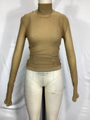 Acne Studios Women's High Neck Seamless Top Camel Brown Sleeved M