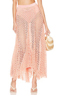 PatBO Women's Monstera Netted Beach Skirt Apricot Basic M