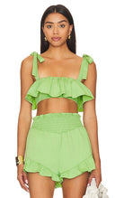 Camila Coelho Women Brittany Crop Top Sleeved Green S